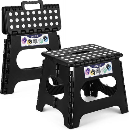 11 inch 2 Pack 300 LBS, Delxo Folding Step Stool, Non-Slip Foldable Stools Up to Step Stool with Handle, Lightweight