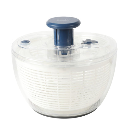 Sur La Table Kitchen Essential 6.3 Qt Salad Spinner, Fruit Wahser, Fruit Washing Bowl with Strainer, Vegertable Cleaner, Salad Cleaner, Lettuce Washer - Navy Blue