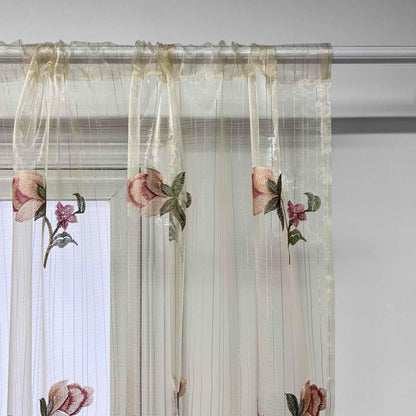 Luxury Embroidered Sheer Curtain for Living Room, 84 inch Length, Custom Elegant Luxurious Embroidery Drape (39x84 inch)