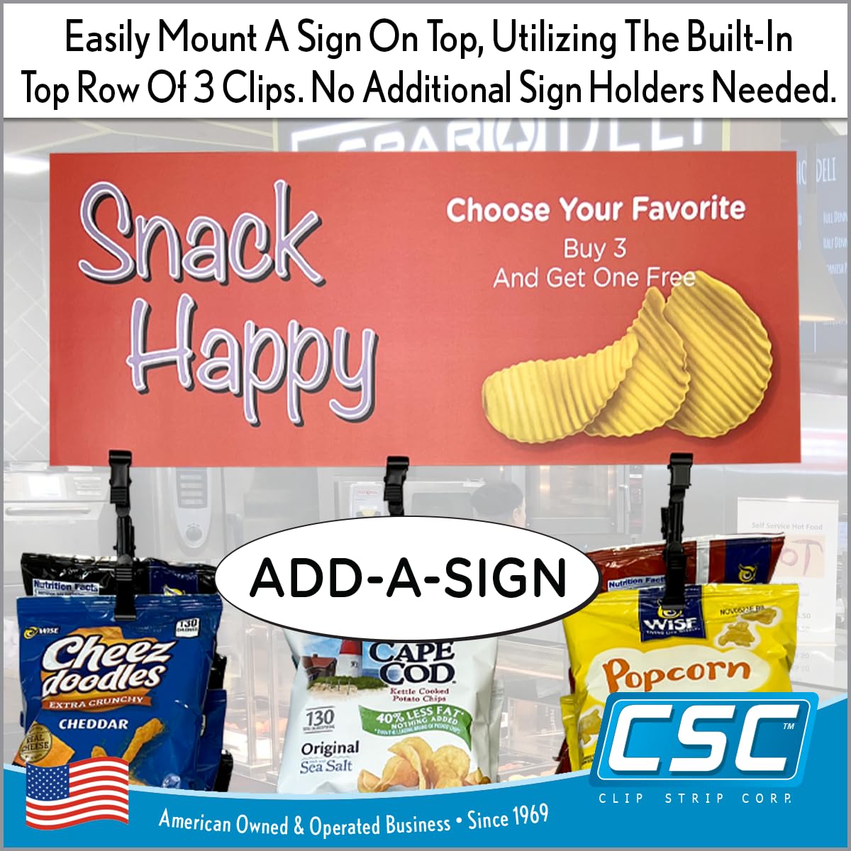 Snack Rack Countertop Display Stand, 3 Rows, 45 Clips, Black, Metal, Hang Chips, Snacks, Candy at Retail, Great for Parties and Events,1 Pack