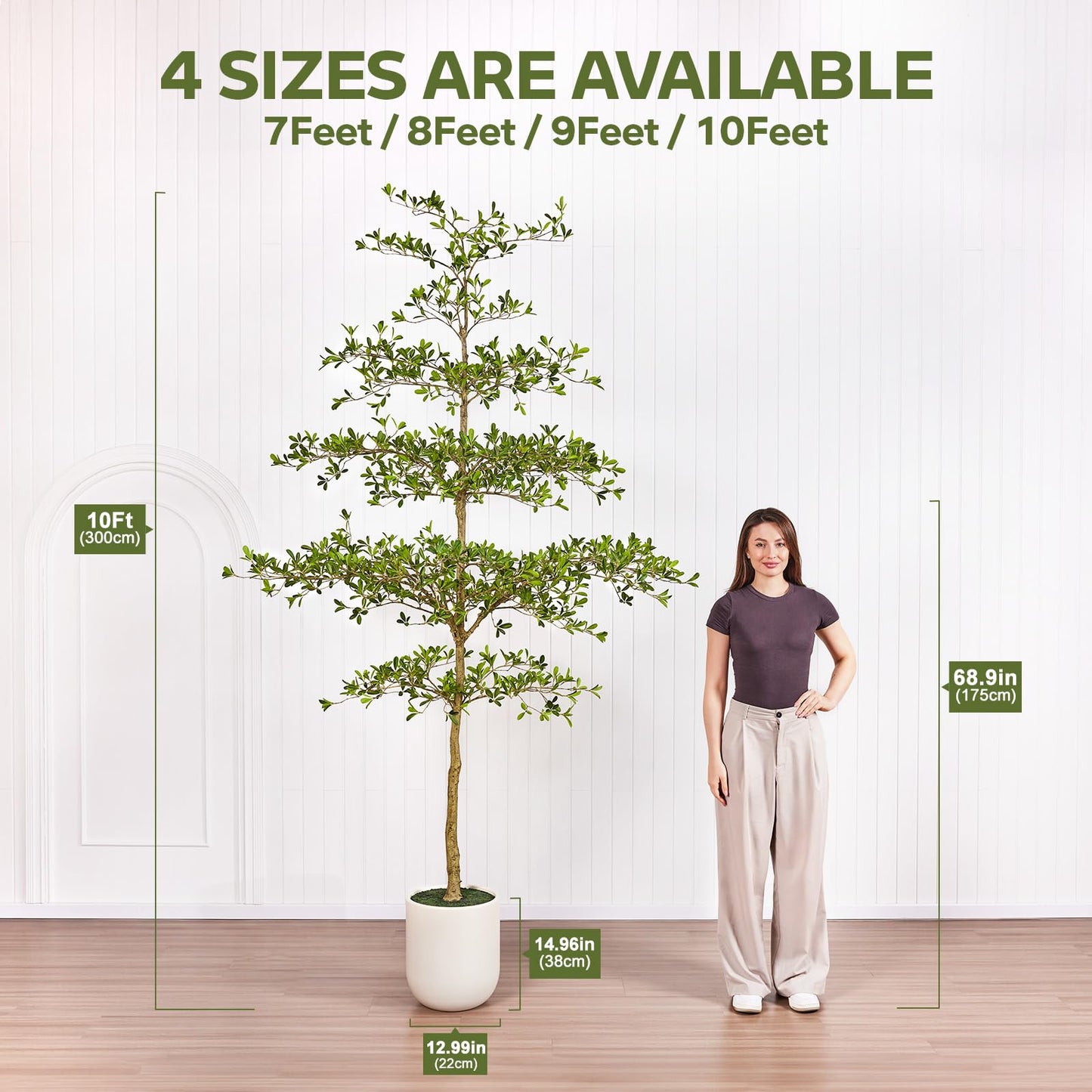 VeriNatural 9FT Artificial Black Olive Tree Indoor with White Planter – Tall Luxury Faux Olive Tree, Mediterranean Architectural Statement Decor for Living Room & Office,VN232