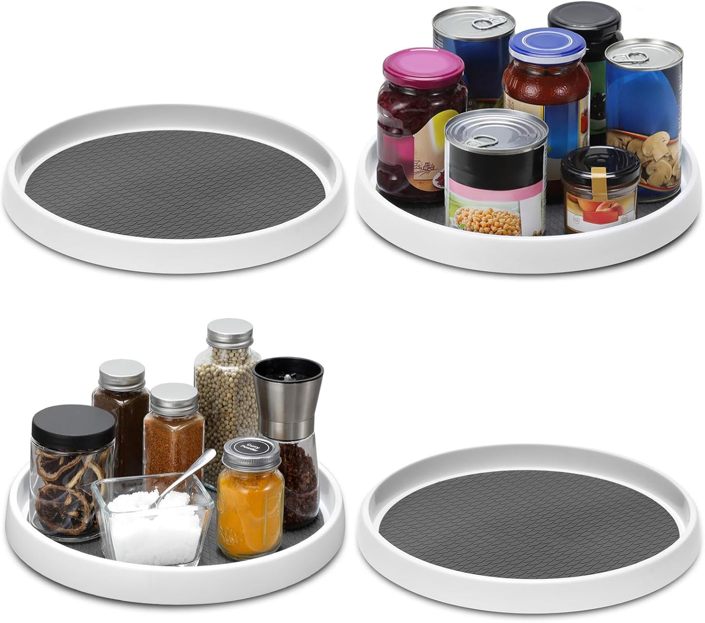 12-Inch [4 Pack] Countertop, Non-Skid Turntable Lazy Susan Organizer - Spinning Rack for Cabinet Table Top, Pantry