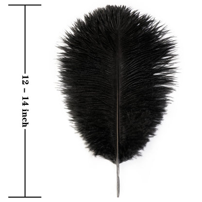 Soarer Black Large Ostrich Feathers - 15 pcs 12-14inch Craft Feathers for Gatsby Wedding Party Centerpieces,Flower Arrangement and Home Decoration.(Black)