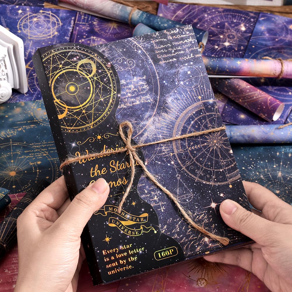 icceemee 160 Sheets of Starry Sky Scrapbook Paper, journaling Scrapbook Supplies Craft Collage Paper Set, Junk Journal Bullet Journal Poster Room Decor for Card Making Decorative Gifts