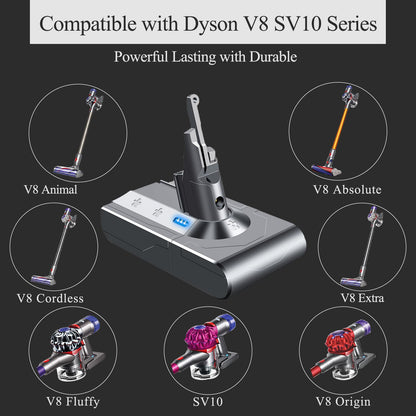 BOTKK 70 Min Upgraded V8 Battery Replacement, Compatible with Dyson SV10 V8 Animal Absolute Motorhead Fluffy Vacuum Cleaners