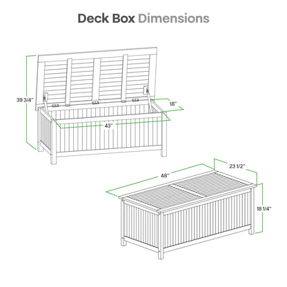 Cambridge Casual Arie 48-Inch Teak Outdoor Deck Box Storage Chest – Weather-Resistant Patio Organizer with Soft-Close Lid for Pool or Garden Storage, 49 Gallons