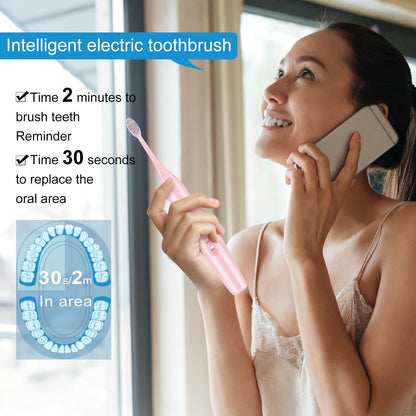 Electric Toothbrush Set, Comes with 8 Brush Heads & Travel Case,4 Modes with 2 Minutes Built in Smart Timer, One Charge for 60 Days, 42000 VPM Motor (Black)