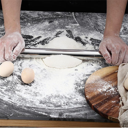 Rolling pin, Smooth Stainless Steel Rolling Pin, Rolling Pin for Baking Fondant, Pizza, Pie, Pastry, Pasta, Dough, Cookies (16.7in+mat)
