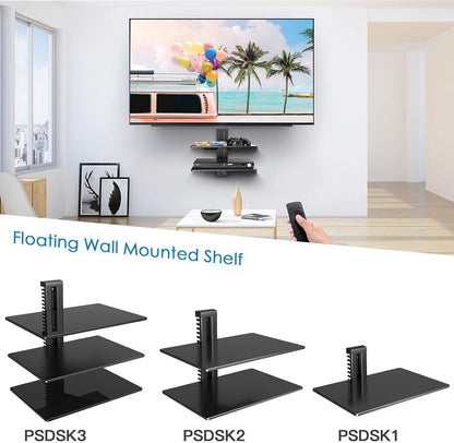 PERLESMITH Floating AV Shelf, Double Wall Mount TV Shelf - Holds up to 17.6lbs for Xbox, Projector, Cable Box