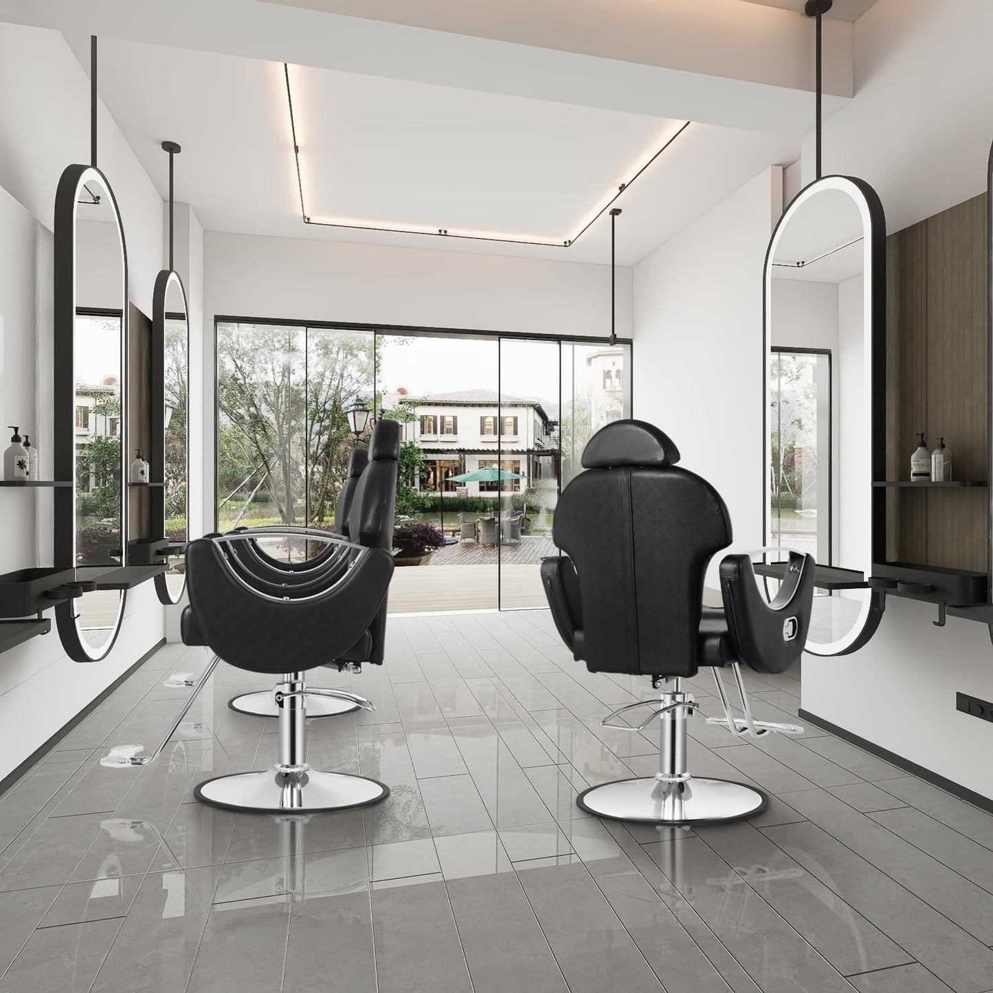 Tythical Salon Chair for Hair Stylist, Reclining Barber Salon Chair with Heavy Duty Hydraulic Pump, 360 Swivel Styling Braiding Hairdresser Chairs for Home Barbershop, Black Sliver