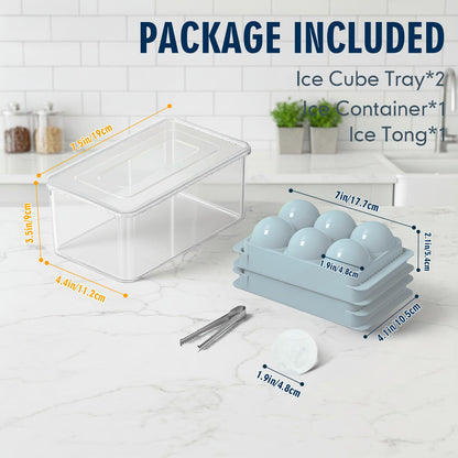 Large Ice Ball Maker Mold, 2.5" Round Ice Cube Mold for Whiskey Bourbon Cocktail, 8 Balls, Sphere Ice Mold, Big Ice Cube Tray with Container and Tongs, Easy to Fill & Release