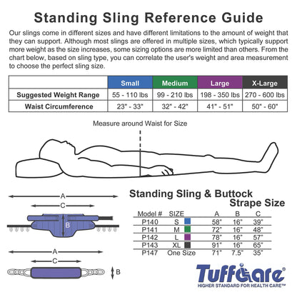 Tuffcare Stand Up Electric Patient Lift - Sit to Stand, Standing Lift, Rhino Lift with Manual Low Base - with Standing Sling (Medium) and Buttock Strap, 380 lb. Weight Capacity