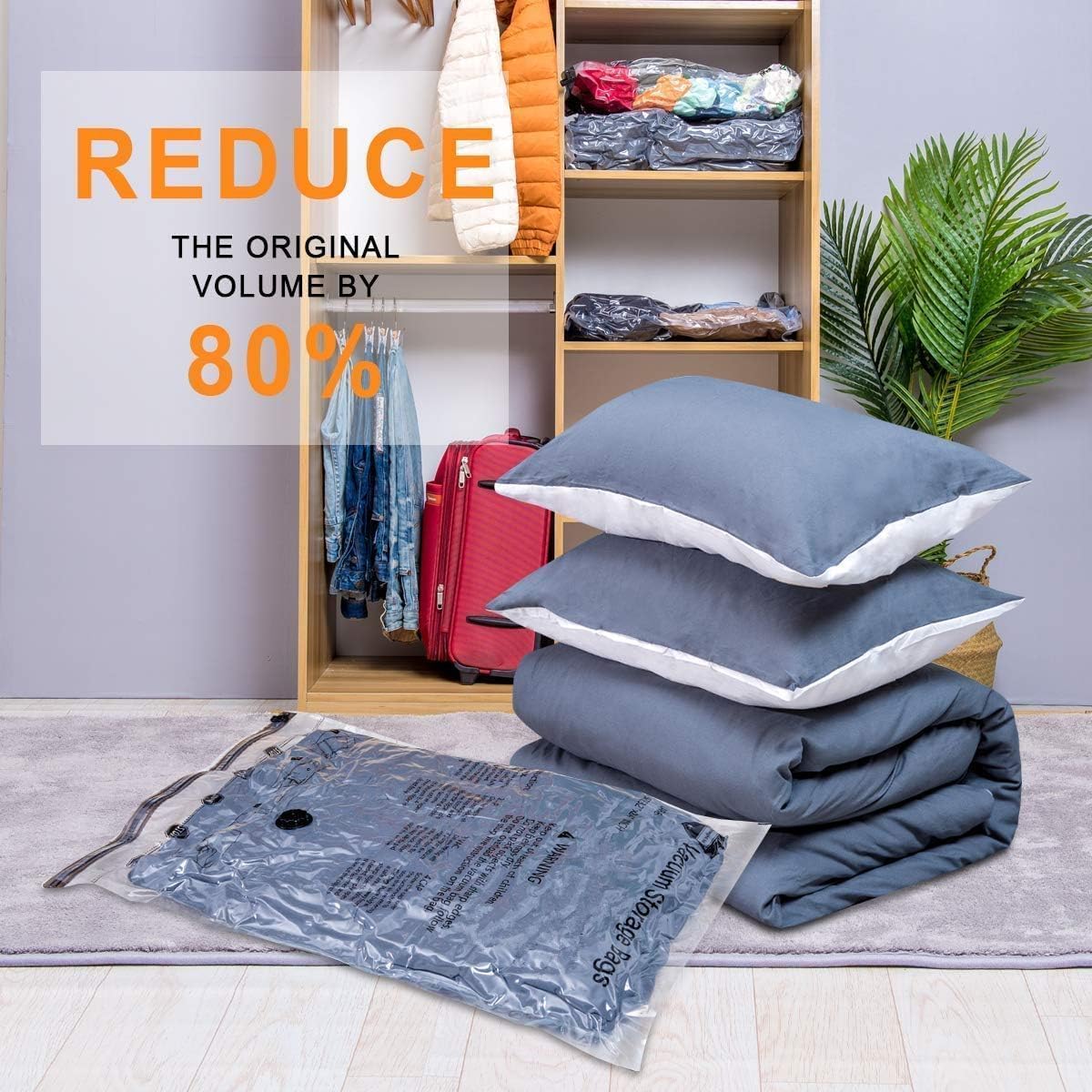 GONGSHI Vacuum Storage Bags, Space Saver Seal Bags For Clothing, Travel Luggage,Blankets, Comforters, Pillows, Clothes Storage.36 Combo