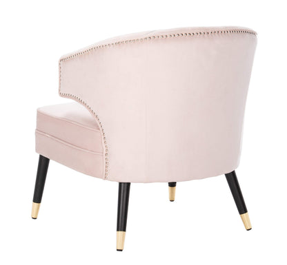 Safavieh Home Stazia Retro Glam Blush Pink and Black Wingback Accent Chair