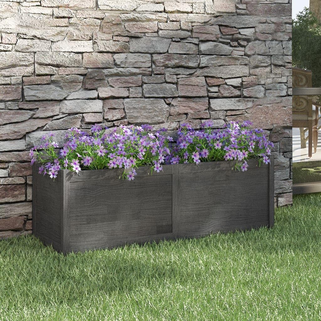 Foknhdi 59.1 x 19.7 in Solid Pinewood Raised Garden Bed, Grey Rectangular Outdoor Planter Box, Large Flower Pots for Patio, Terrace, Backyard Herb Garden