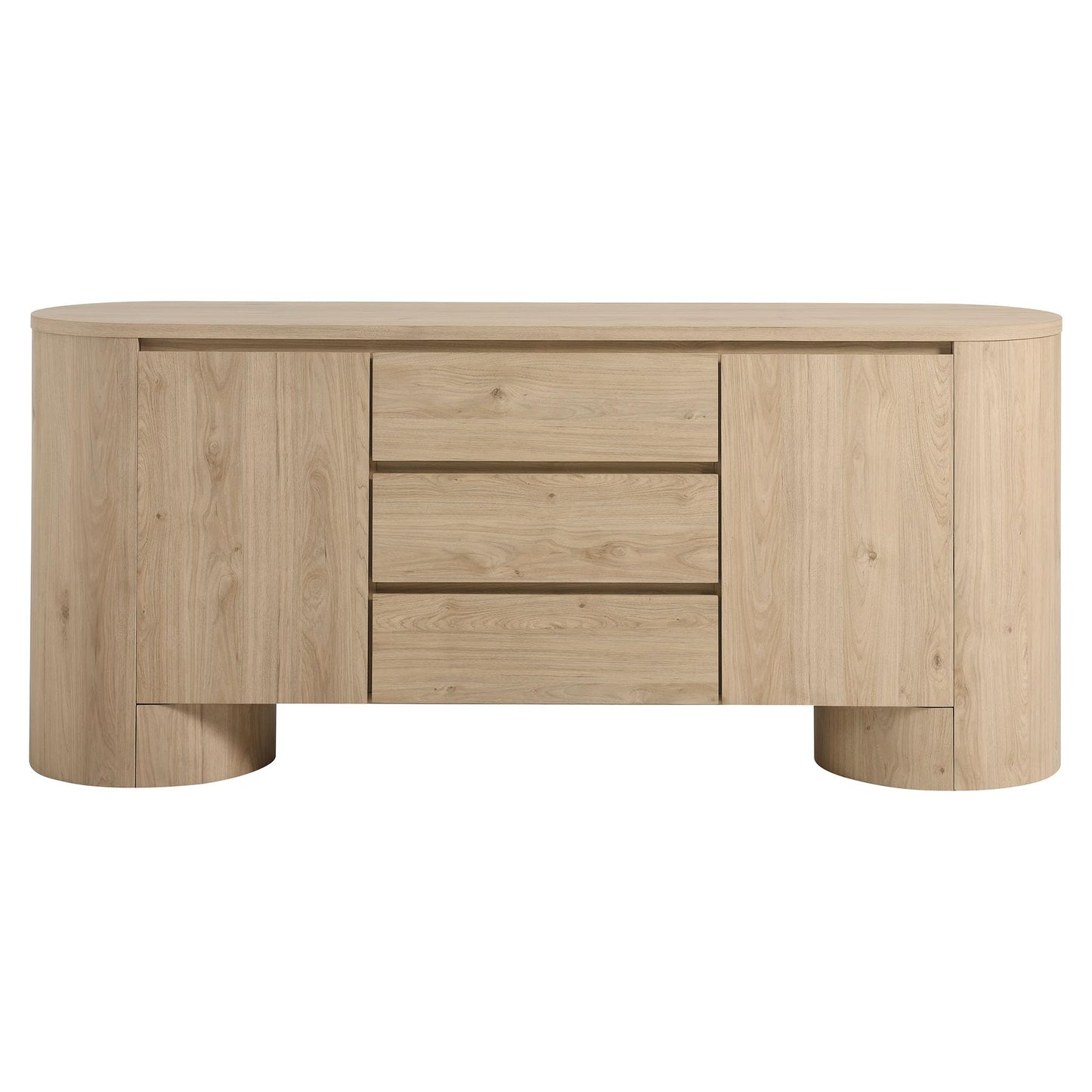 Modway Duval Oval Wood Grain 71 Inch Sideboard with Doors and Drawers in Hickory Frost