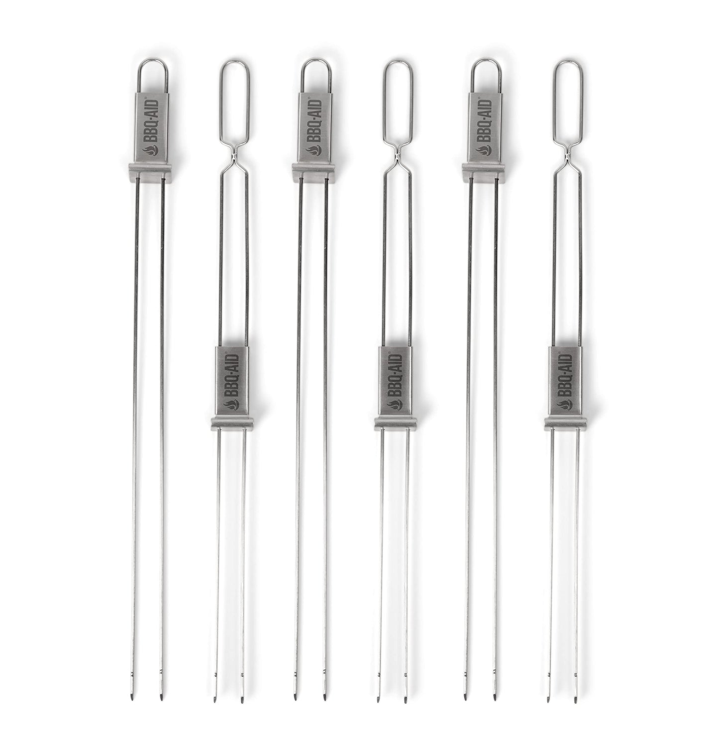 BBQ-AID Premium Barbecue Metal Skewers for Kabobs with Quick Release - Double Pronged, Stainless Steel Metal Skewer for Grilling - Shish Kabob Sticks, Veggies & More