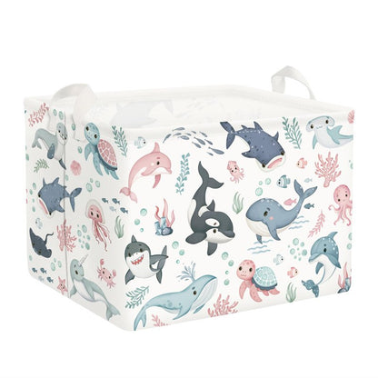 Clastyle Adorable Ocean Animal Laundry Basket Shark Kids Clothes Book Storage Basket Gift Toy Box for Bedroom Decor,Whale,40x30x30 cm