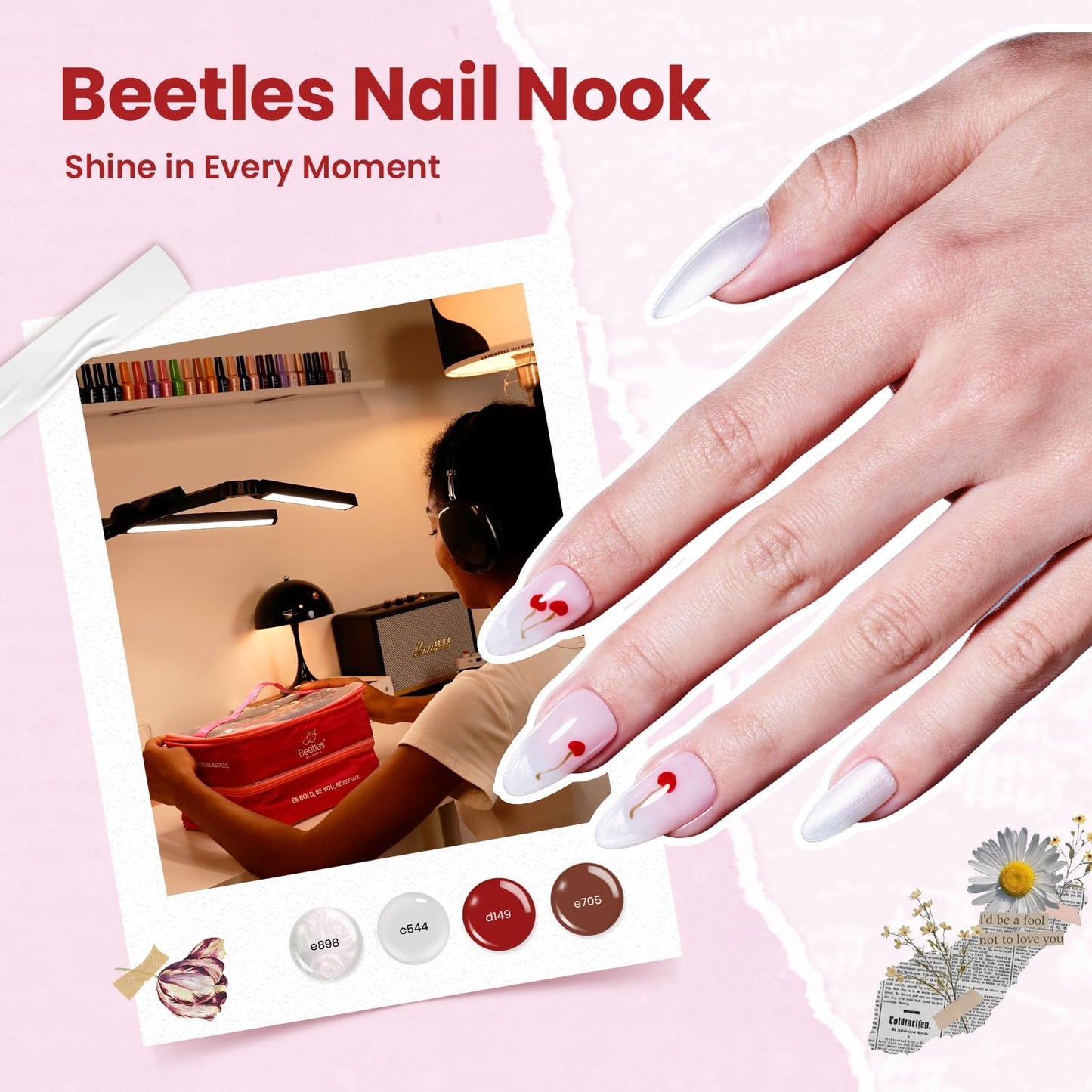 Beetles Gel Nail Polish Kit with U V Light -54 Pcs Gel Nail Kit Four Seasons Glow 32 Colors Set with Base Matte & Glossy Top Coat Soak Off Home DIY Manicure Nails Beginners Gifts for Women Teen Girls
