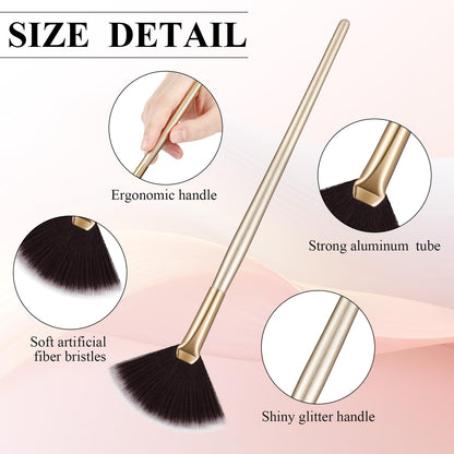 9 Pieces Facial Fan Mask Brushes, Soft Facial Applicator Brushes Tools for Peel Glycolic Makeup for Mud Cream(Champagne)
