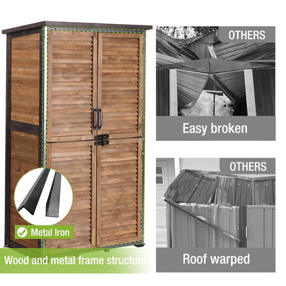 Outdoor Storage Shed with Adjustable Shelfs Tool Cabinet with Floor,Wooden Garden Shed for Backyard, Lawn, Patio Utility