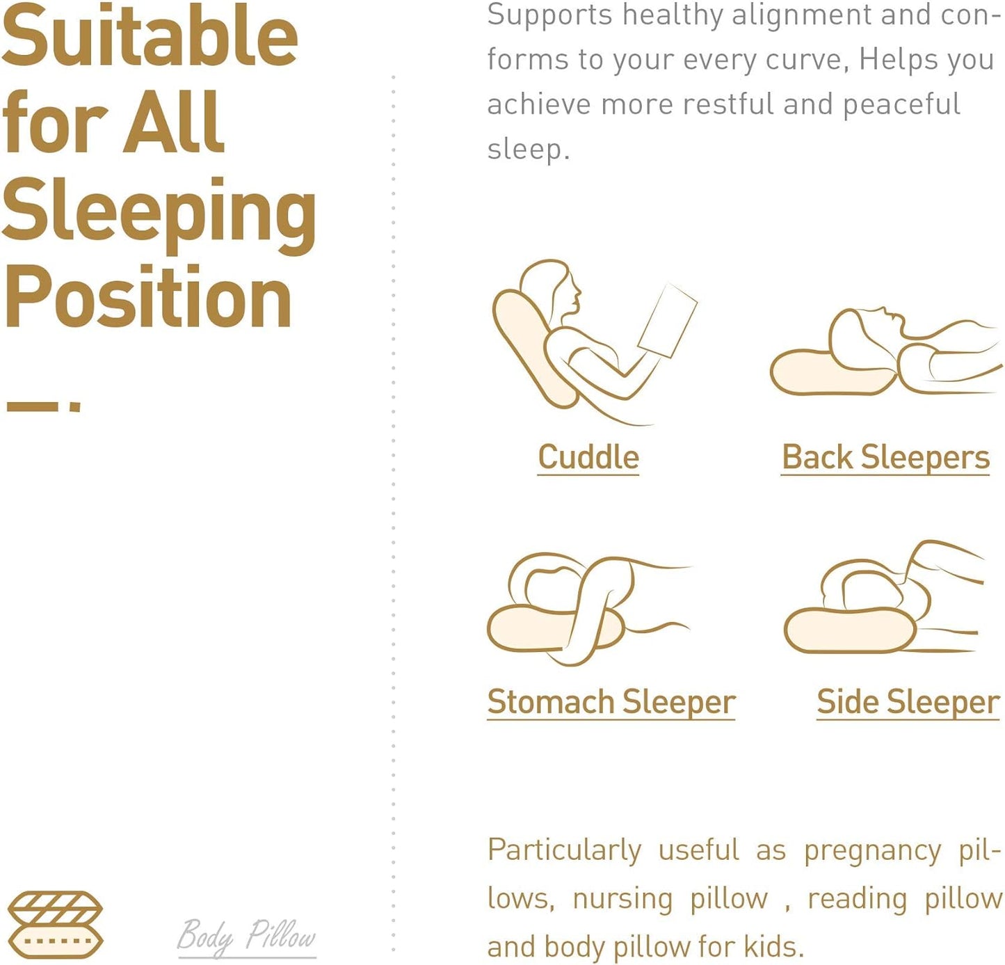 ACANVA Soft Long Body Pillow for Side Sleepers - Ideal for Adults and Pregnancy