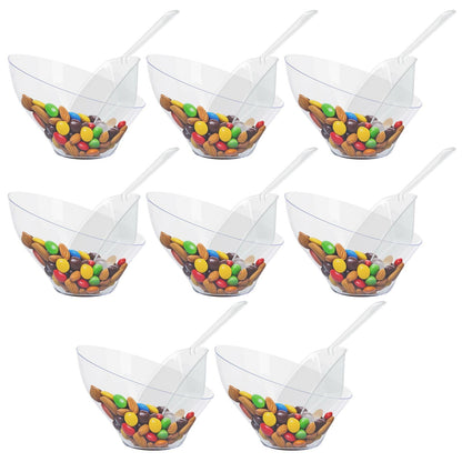 R-kay 16 Pcs Candy Bowls And Plastic Scoops Set - 8 Clear Plastic Candy Bowl 20 Oz And 8 Scoop 6.5 Inch Buffet Containers Set Heavy Duty