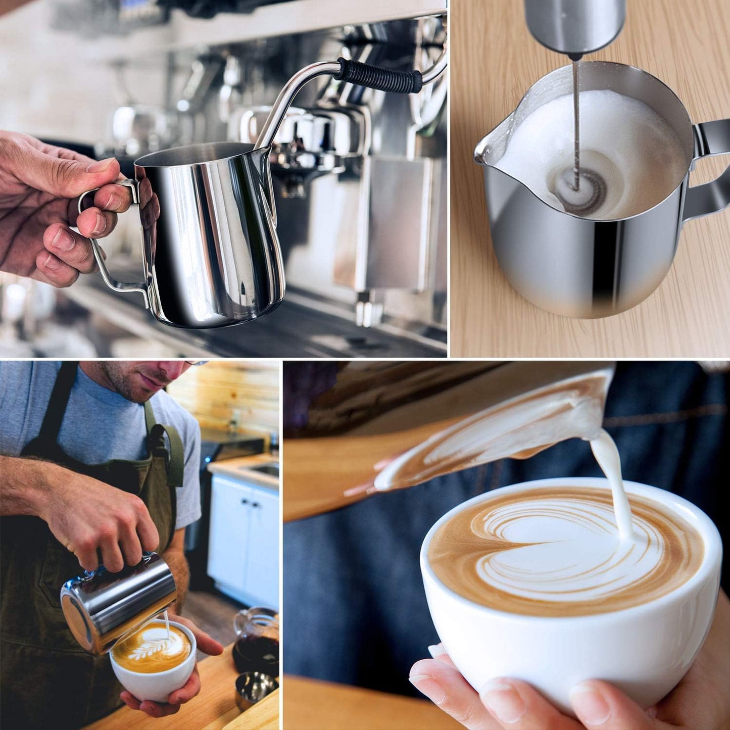 Milk Frothing Pitcher, 600ml 20oz Thicker Version Stainless Steel for Coffee Cappuccino Latte Art