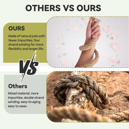 BRETANGME Natural Jute Rope 5/16 in (8mm) x 200 Ft, 4-Strand Twisted Thick Jute Twine String for Cat Scratching Post, Macrame Cord, Crafts, Garden Twine, Plant Hangers, Home Decor
