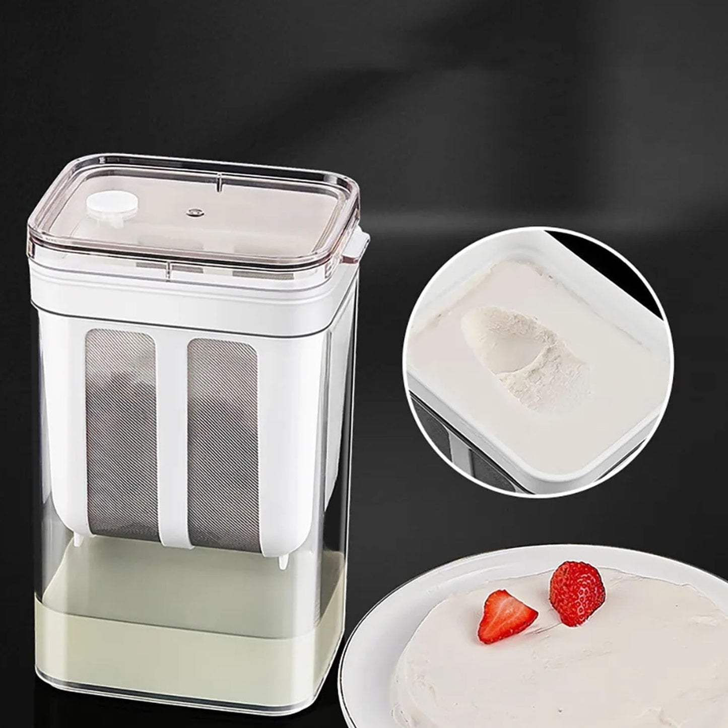 Greek Yogurt Strainer Large Capacity, Yogurt Maker with Stainless Steel Mesh Filter, Whey Separator for Thick Creamy Yogurt, Cheese, Labneh & Kefir, BPA-Free Food Grade Container