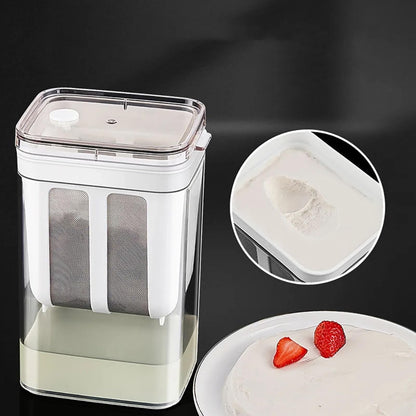 Greek Yogurt Strainer Large Capacity, Yogurt Maker with Stainless Steel Mesh Filter, Whey Separator for Thick Creamy Yogurt, Cheese, Labneh & Kefir, BPA-Free Food Grade Container