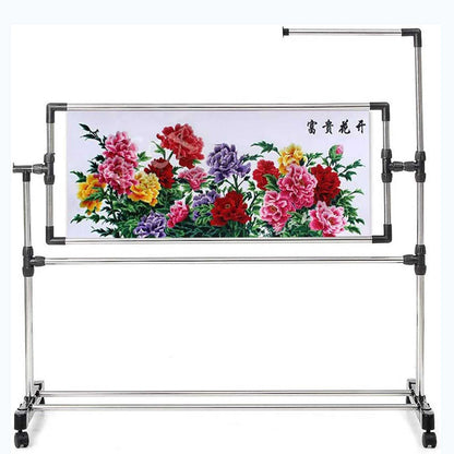 Adjustable Needlework Floor Frame for Art Craft Sewing - Standing Embroidery Lap Table and Cross Stitch Craft Stand, Ideal Holder for Crafting Enthusiasts.
