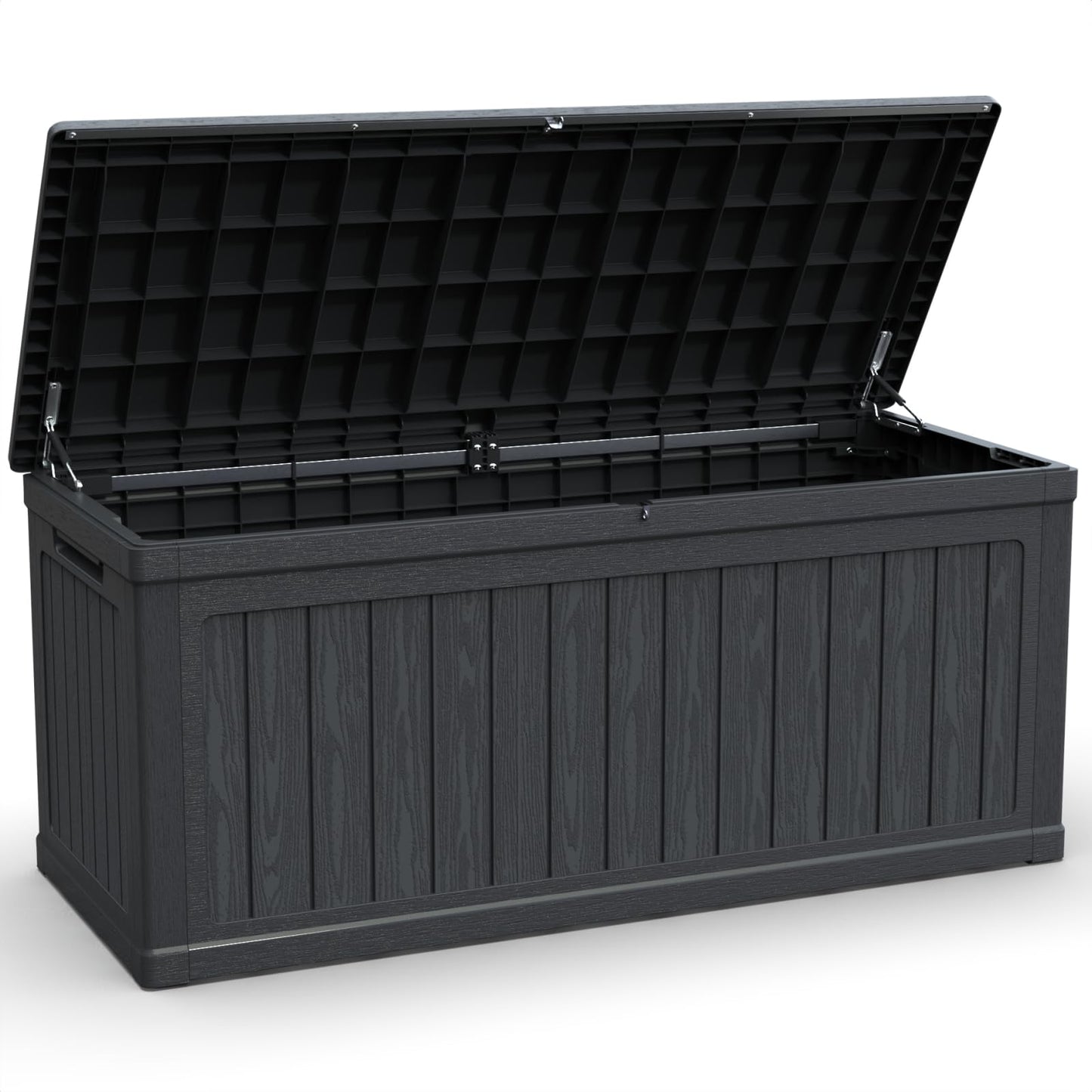 KCSWKJ Large Outdoor Storage Deck Box for Patio Furniture, Outdoor Cushions, Garden Tools and Sports/Pools Equipment, Waterproof Resin, Lockable, Black