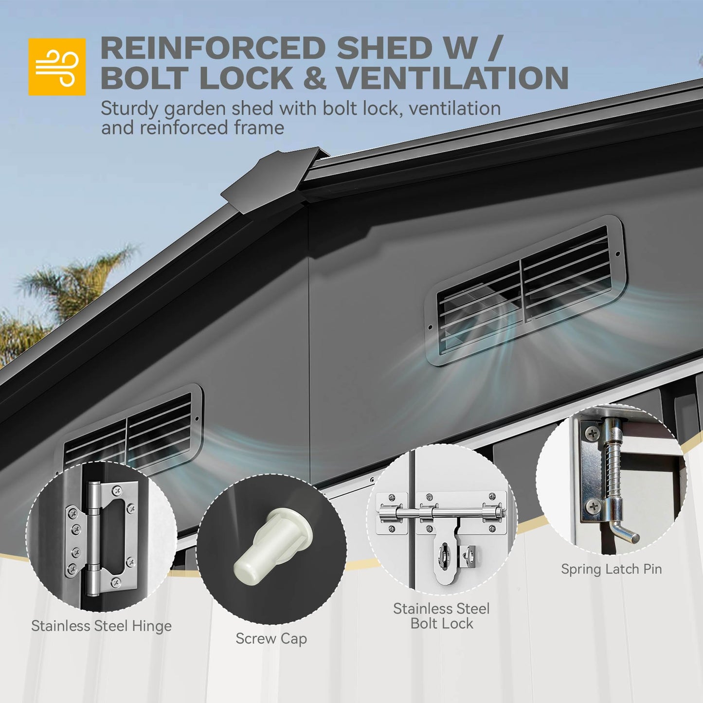DWVO 10'x8' Large Metal Outdoor Storage Shed, Heavy Duty Tool Storage Sheds for Backyard Patio Lawn - Ideal for Bicycles, Garden Tools, and Lawn Equipment, Easy-to-Assemble, Dark Gray