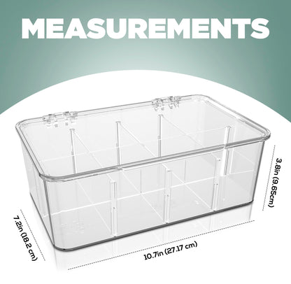 Utopia Home - Tea Bag Organizer With Lids, (2 Pack) Clear Pantry Storage Box - Stackable Partition Organizers or Holder With Lids For Drawers, Countertops, Fridge, Kitchen, Snack & Spice Organization
