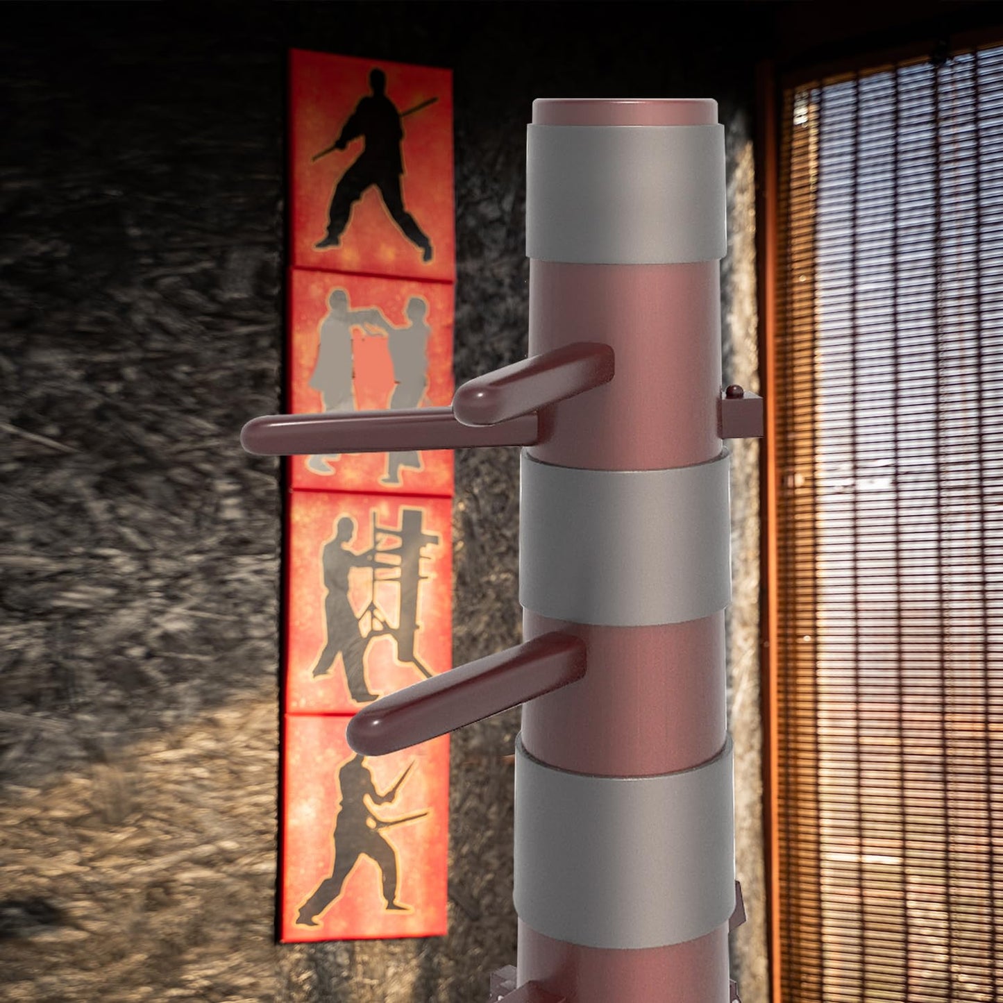 MR Wing Chun Dummy, Wooden Mook Yan Jong, IP Man Training Target with Tripod Base, Adjustable Height Mook Yan Jong Training with 3 Striking Pad, Martial Arts Traditional Kung Fu Training Dummy