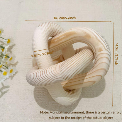 EMINGSKY 3-Link Wood Knot Chain Link Coffee Table Decor Boho Natural Wooden Knot Hand Carved Decorative for Modern Farmhouse Home Living Room Bedroom Shelf Decoration (Natural)