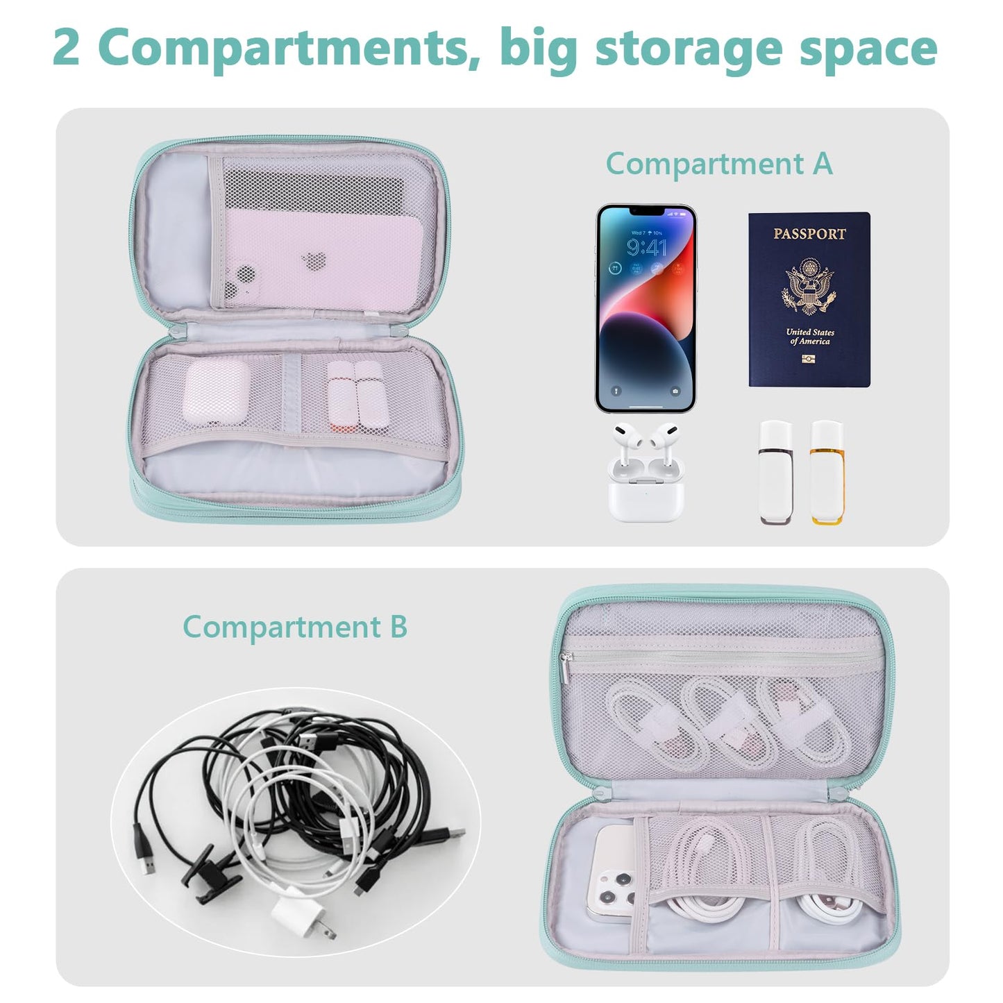 DDgro Travel Accessories Organizer Electronics Pouch for Keeping Certificates Charger/Power Bank/Cables/Mouse/Earphone (Medium, Black)