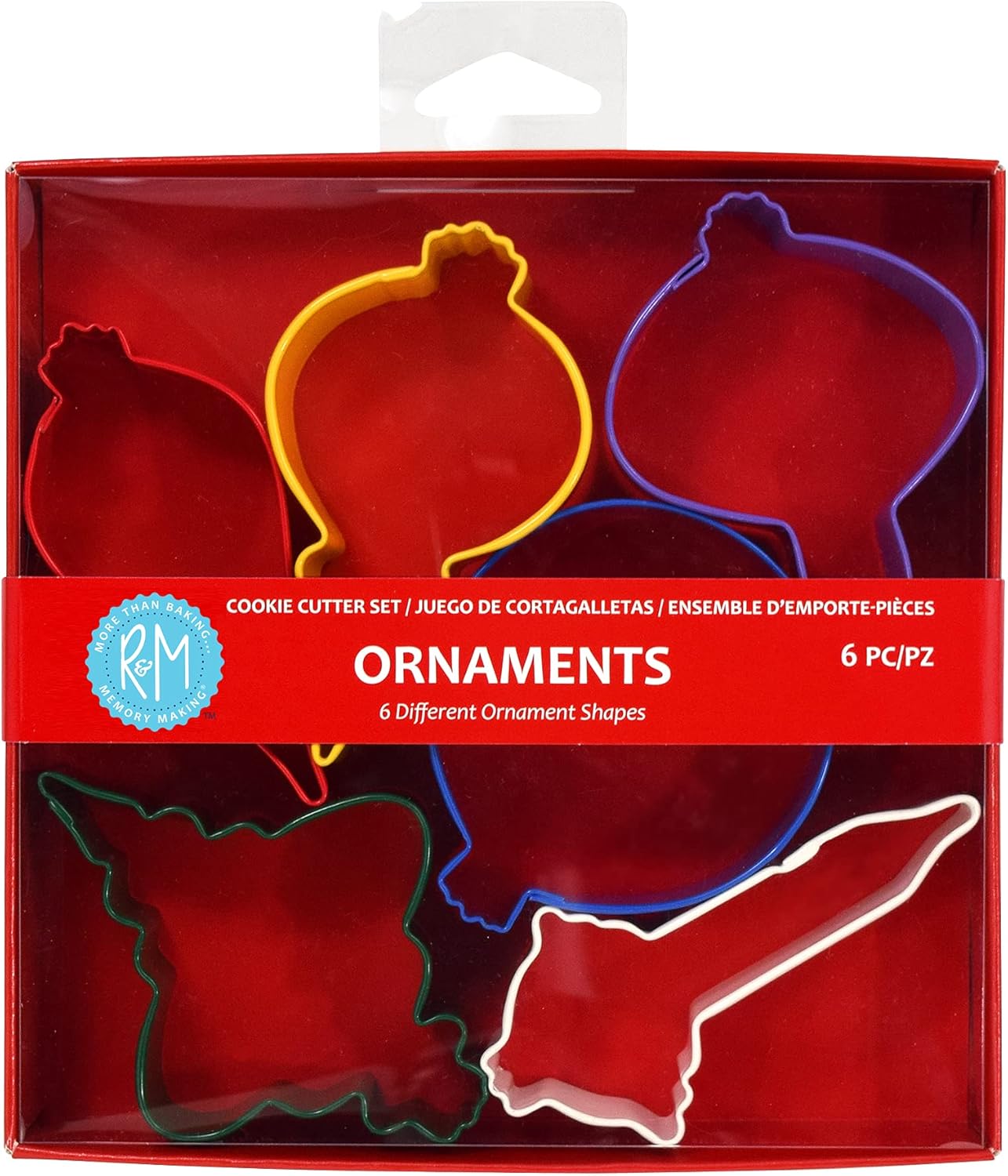 R&M International Christmas Ornament Cookie Cutters, Assorted Designs, 6-Piece Set