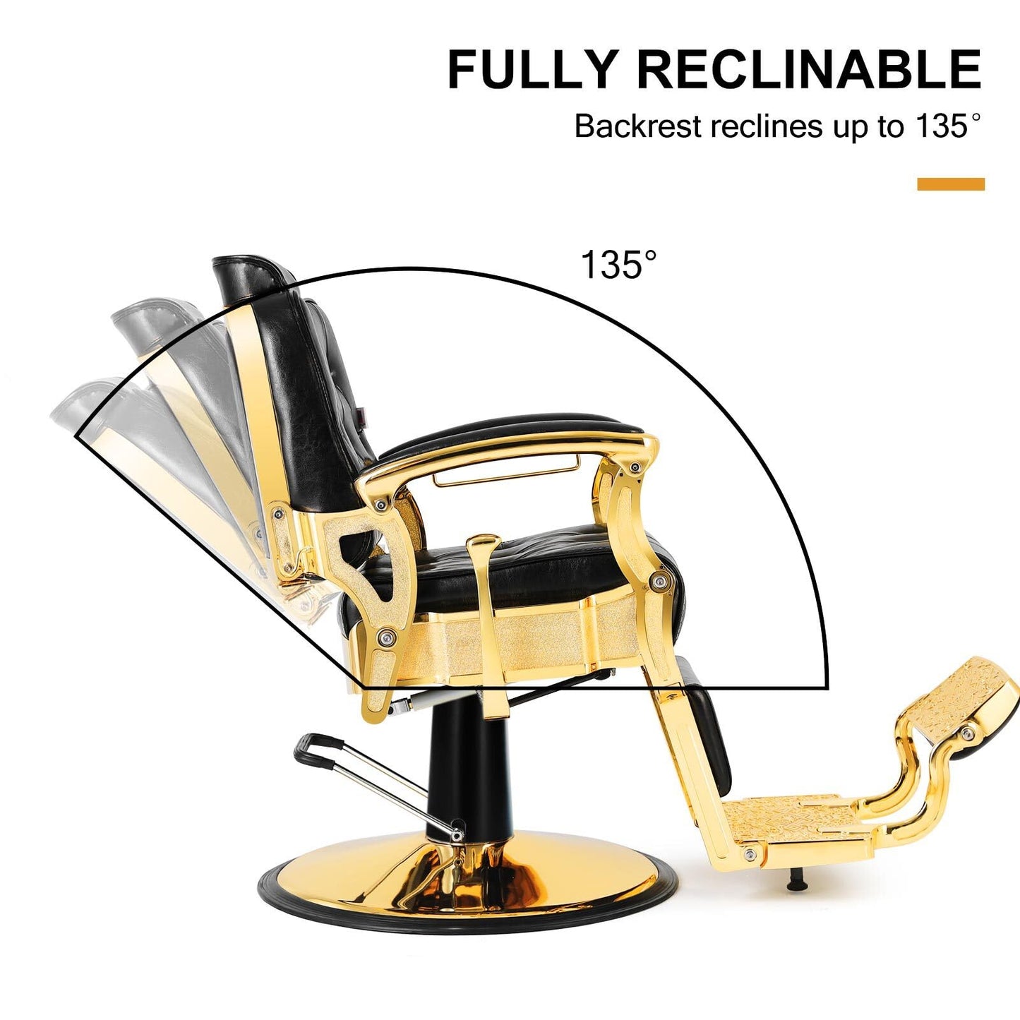 Artist hand Barber Chair Salon Chair Spa Equipment Vintage Heavy Duty Barber Chair(Gold)