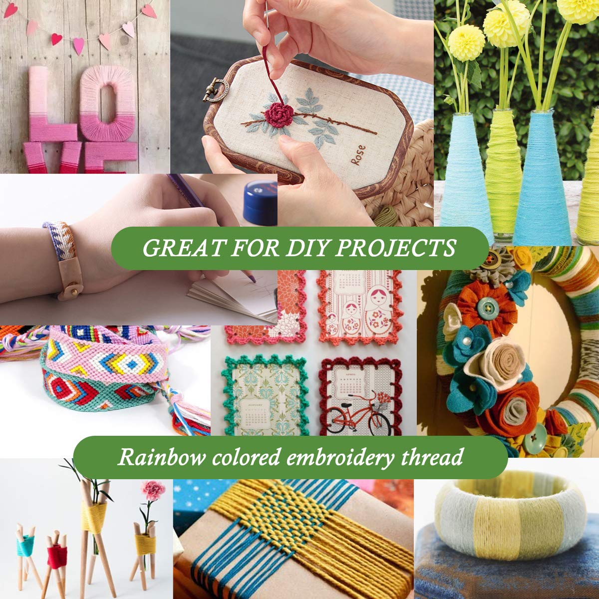 LE PAON Embroidery Floss 240 skeins 100% Egyptian Long-Staple Cotton Cross Stitch Threads -Friendship Bracelets String -Mercerized Crafts Floss Total 1920M 8M/pc 24pcs/Bag 10package