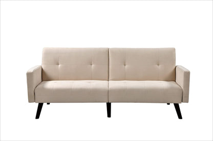 Container Furniture Direct Hasan Fabric Upholstered Living Room Tufted Sleeper Sofa, 79", Full, Beige