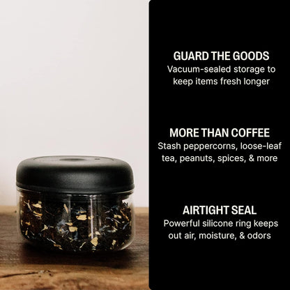 Fellow Atmos Vacuum Coffee Canister & Food Storage Container, 0.4 Liter Holds 6 oz of Coffee Beans, Airtight Clear Glass