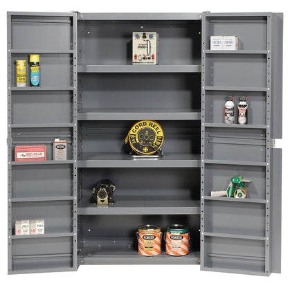 Global Industrial Storage Cabinet with Interior Shelving and Deep Pocket Door, 38" W x 24" D x 72" H, Gray, for Tool and Parts Storage, Assembly Required