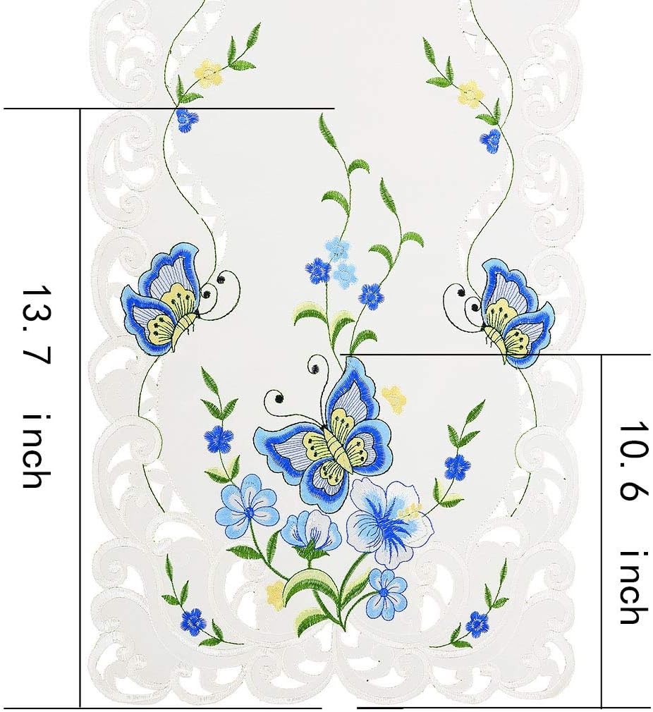 Simhomsen Spring Butterfly and Floral Table Runners, Dresser Scarf - Blue, 14 × 90 Inch