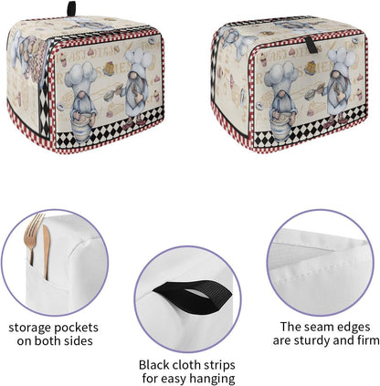 Kitchen Chef Gnomes Toaster Cover 4 Slice, Large Retro Kitchen Appliance Covers with Loop