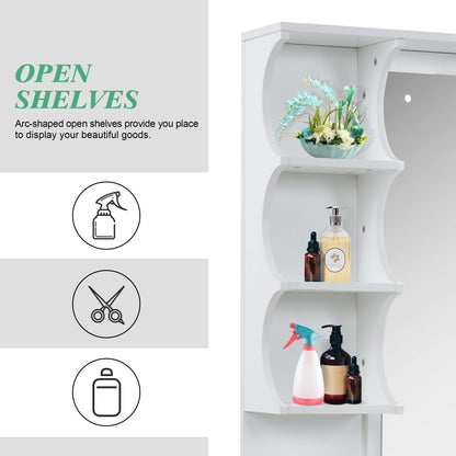 BarberPub Backwash Shampoo Bowl Cabinet, Wall Mount Station with Mirror, Storage Cabinet with Drawers & Shelf 3141 (White)