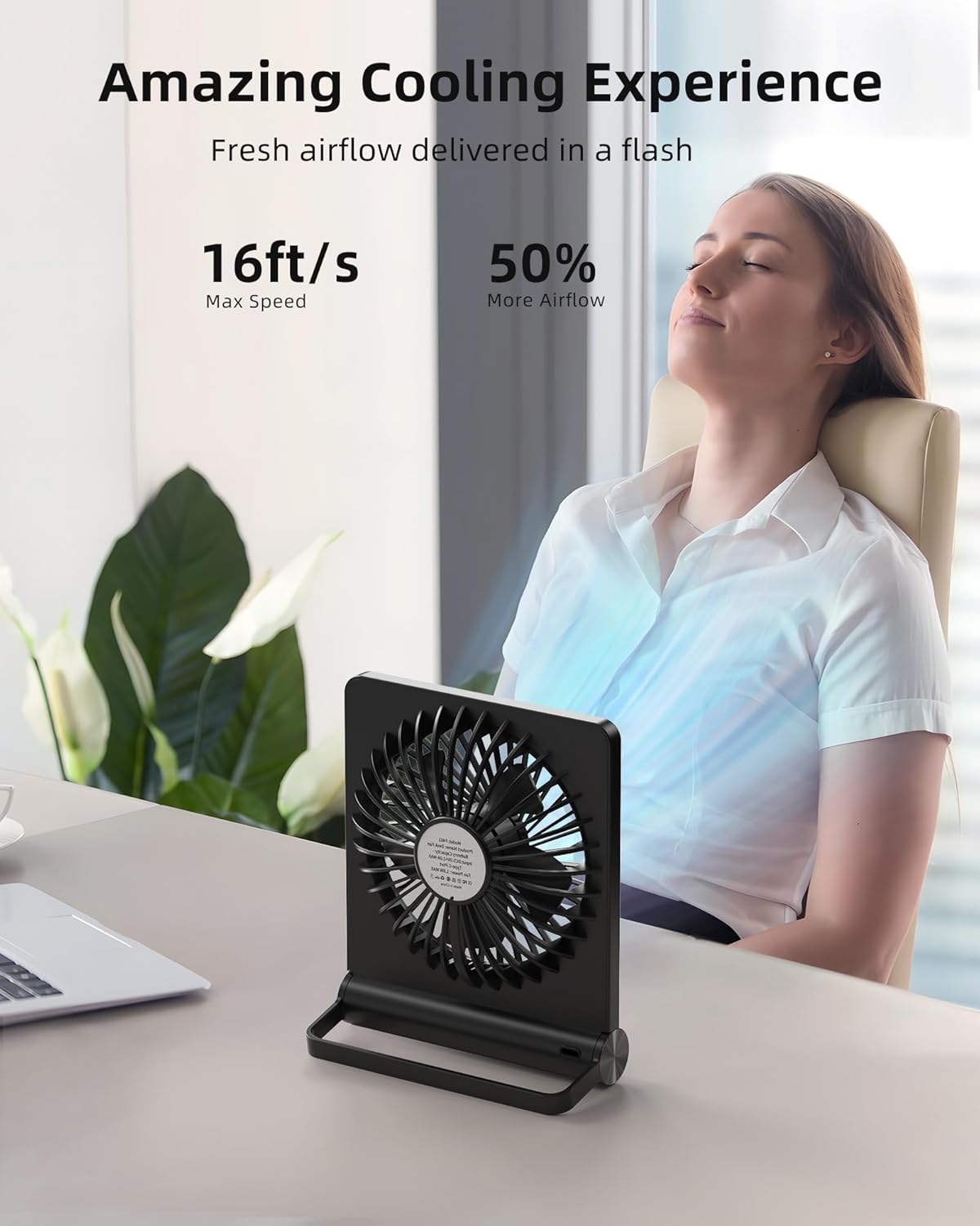 Koonie Portable Desk Fan, 3.5-20hrs Battery Operated Small USB Fan with Ultra Quiet 220° Tilt Folding