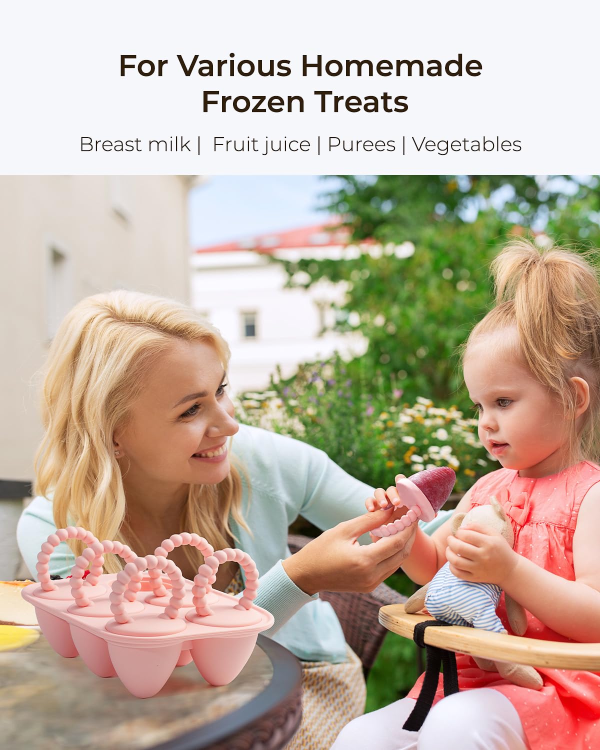 All-Silicone Baby Popsicle Molds with Sticks, AODISTUCE 1 oz Popsicles Molds for Babies Breastmilk Popsicle Molds for Teething Relief, Frozen Treats Maker Popsicle Maker Ice Pop Mold for Toddlers Kids