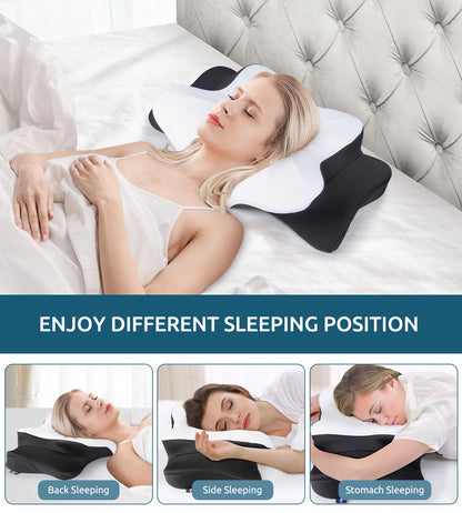 Cervical Pillow for Neck and Shoulder, Ergonomic Contour Memory Foam Pillows for Sleeping, Cooling Neck Support Pillow for Back Stomach Side Sleeper Dark Grey
